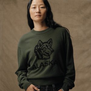 Women's Graphic Wool Sweater - Olive