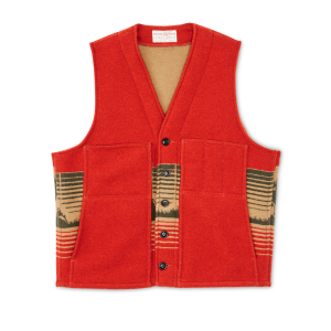 Jacquard Wool Vest - Red / Khaki / Forest Multi