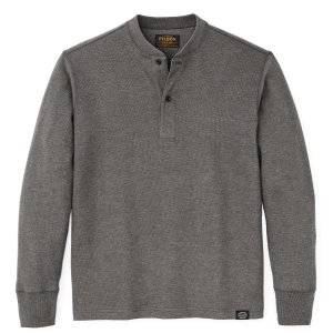 Waffle Knit Henley - Charcoal